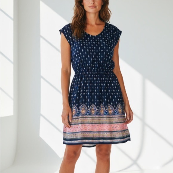 Mossimo Supply Co. Blue and Pink Midi Dress Women’s Size Medium | boho - Picture 5 of 11